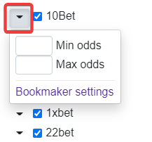 Dropdown for a bookmaker